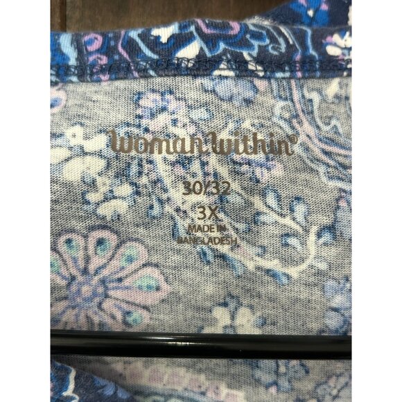 Woman Within Womens Plus Size Paisley Print Short Sleeve V Neck Tunic Top Sz 3X - Picture 5 of 10